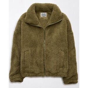 American Eagle - Sherpa Fleece Jacket in Olive